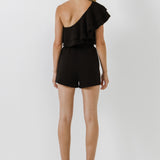 Tiered Layer One Shoulder Romper