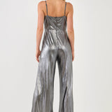 ENDLESS ROSE - Cowl Neck Cami Bodice Metallic Jumpsuit - JUMPSUITS available at Objectrare