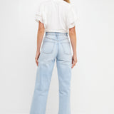 Double Layers Ruffle Sleeve Crew Neck Top