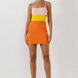 Color Block Cut Out Mini Dress