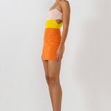 Color Block Cut Out Mini Dress