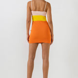 Color Block Cut Out Mini Dress
