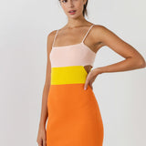 Color Block Cut Out Mini Dress