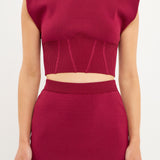 Cinched Waist Sleeveless Knit Top