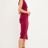 Cinched Waist Sleeveless Knit Top