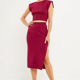 Side Slit Detailed Knit Midi Skirt