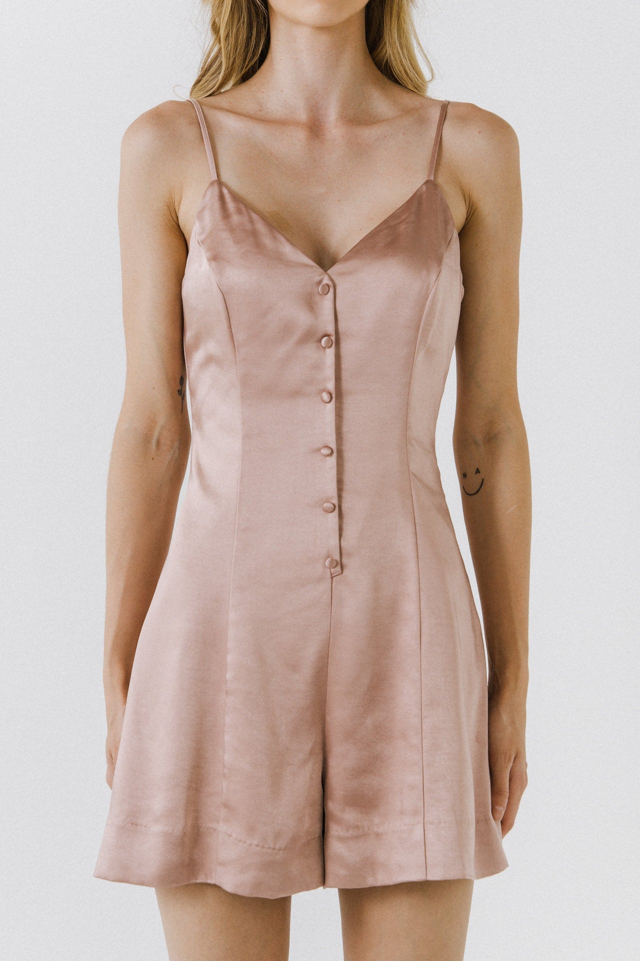 ENDLESS ROSE - Button Detailed Romper - ROMPERS available at Objectrare
