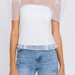 ENDLESS ROSE - Mesh Puff Short Sleeve Top - TOPS available at Objectrare