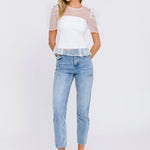 ENDLESS ROSE - Mesh Puff Short Sleeve Top - TOPS available at Objectrare