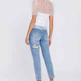 ENDLESS ROSE - Mesh Puff Short Sleeve Top - TOPS available at Objectrare