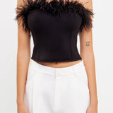 Strapless Knit Feather Top