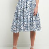 Print Linen Midi Skirt