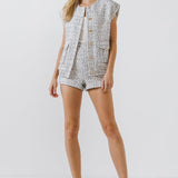 ENDLESS ROSE - Tweed Oversized Vest - JACKETS available at Objectrare