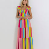 Ombre Stripe Maxi Dress