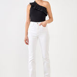 Ruffled Asymmetrical Bodysuit