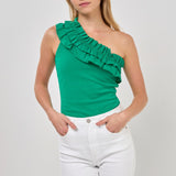 Ruffled Asymmetrical Bodysuit
