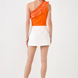 Ruffled Asymmetrical Bodysuit