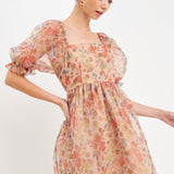 Floral Puff Mini Dress
