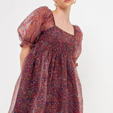 Floral Puff Mini Dress