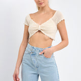 Knit Top with Bow Detail