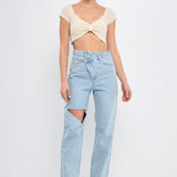 Knit Top with Bow Detail