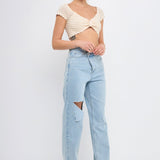 Knit Top with Bow Detail