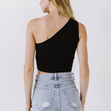 One Shoulder Knit Crop Top