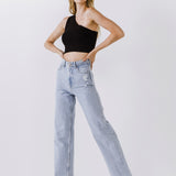 One Shoulder Knit Crop Top