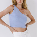 One Shoulder Knit Crop Top