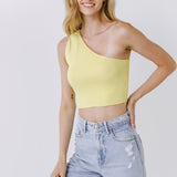 One Shoulder Knit Crop Top