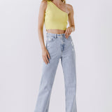 One Shoulder Knit Crop Top