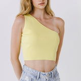 One Shoulder Knit Crop Top