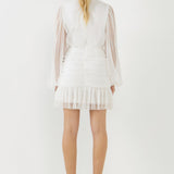 Swiss Dot Ruched Dress