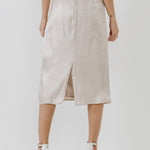 ENDLESS ROSE - Metallic Effect Midi Skirt - SKIRTS available at Objectrare