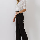 Check Print Linen Wrap Top