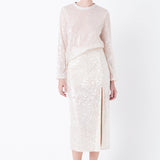 Sequin Vent Midi Skirt