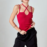 Strap Detail Fitted Knit Top