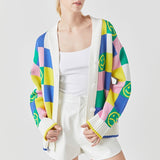 Smiley Colorblock Knit Cardigan