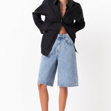Pu Collared Oversize Shirt
