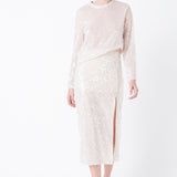 Sequin Vent Midi Skirt