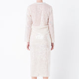 Sequin Vent Midi Skirt