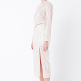 Sequin Vent Midi Skirt