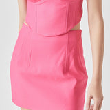 Top Stitched Mini Skirt