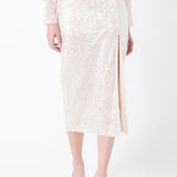 Sequin Vent Midi Skirt