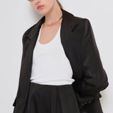 One Button Satin Blazer