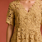 All Over Lace Short Sleeves Midi Dress