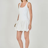 Quinn Mixed Media Scoop Neck Blouson Mini Dress