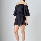Ruffled Sleeve Romper