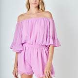 Ruffled Sleeve Romper