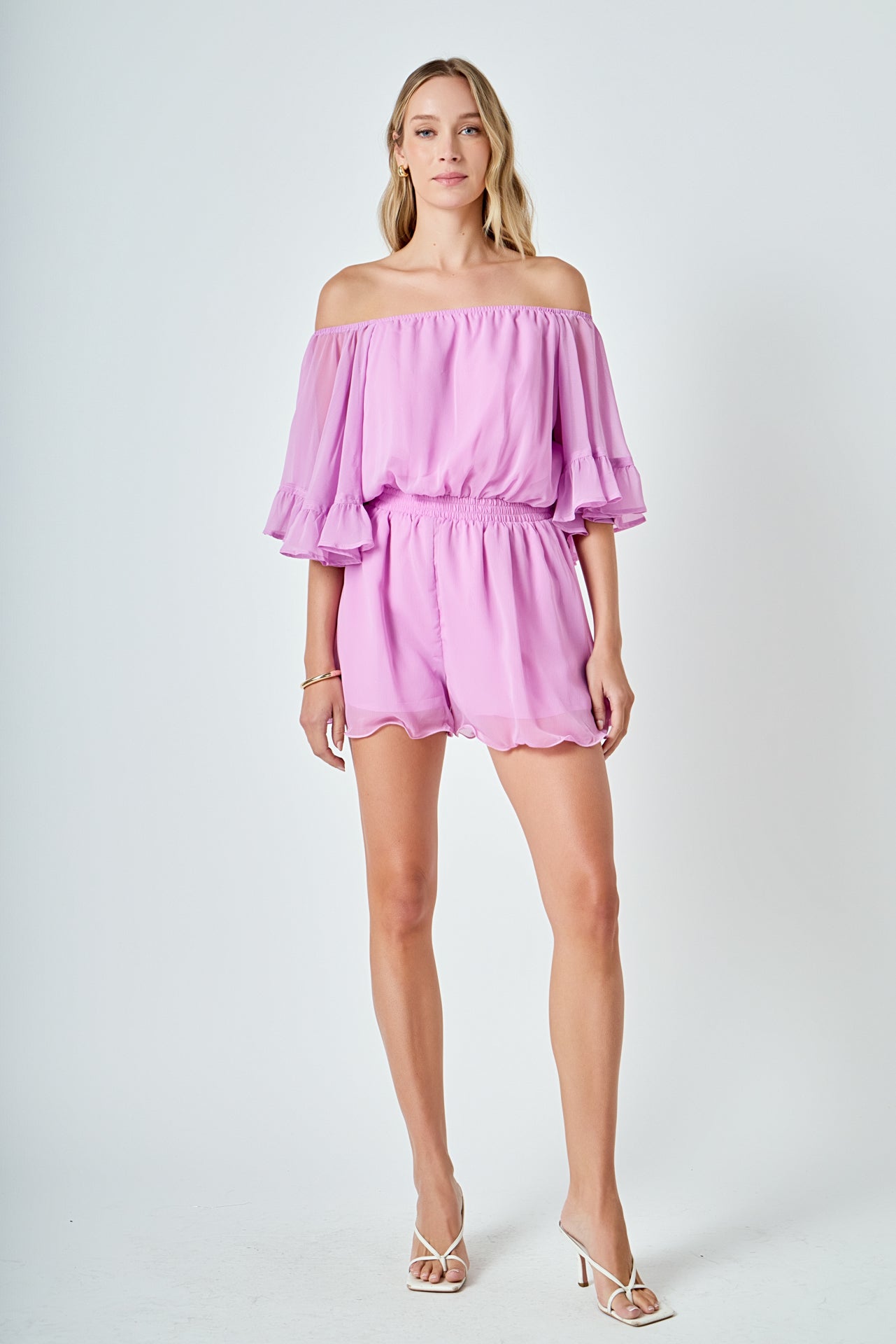 Ruffled Sleeve Romper